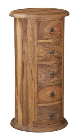 Acre & Artisan Jali Sheesham 5 Drawer Large Drum Natural