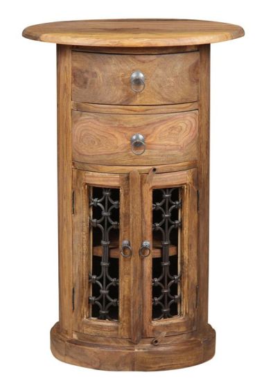 Acre & Artisan Jali Mango Drum Cabinet In Stock Natural