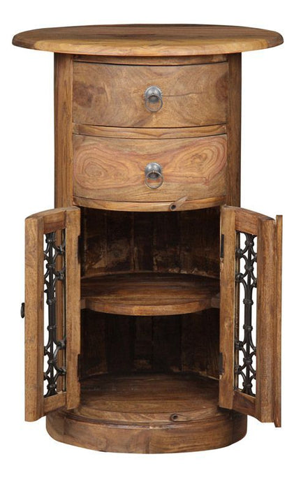 Jali Sheesham Drum Cabinet - Natural