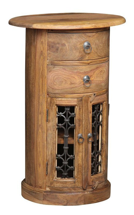 Jali Sheesham Drum Cabinet - Natural
