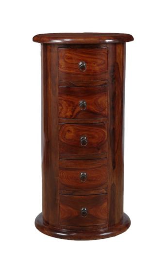 Acre & Artisan Jali Sheesham 5 Drawer Large Drum Honey