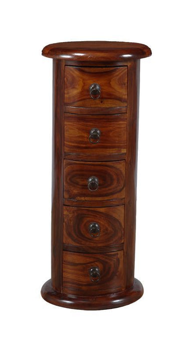 Jali Mango - Honey 32cm 5 Drawer Slim Drum - In Stock
