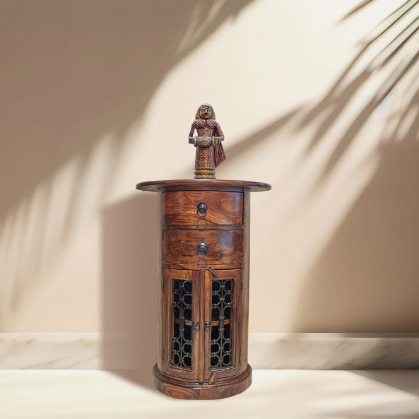 Jali Mango - Honey Drum Cabinet - In Stock