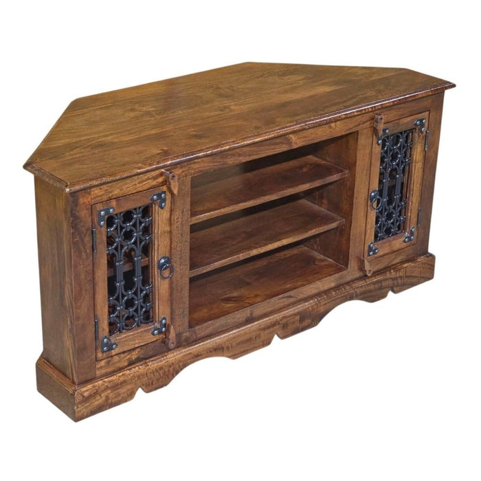 Jali Mango - Honey 114cm Corner TV Unit - In Stock
