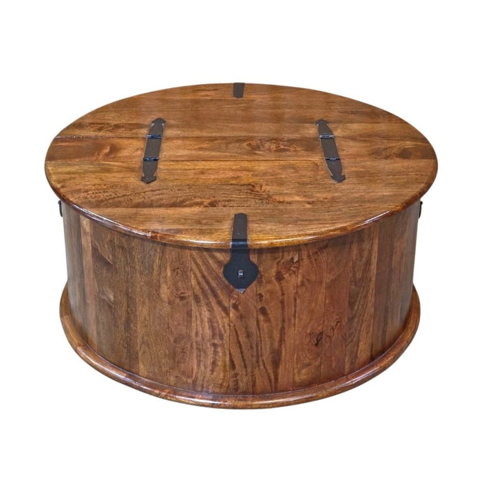 Jali Mango - Honey Round Trunk Coffee Table - In Stock