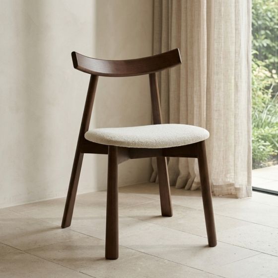 Acre & Artisan Japandi Cream Boucle Dark Leg Dining Chair
