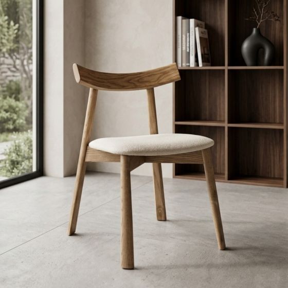 Acre & Artisan Japandi Cream Boucle Dining Chair