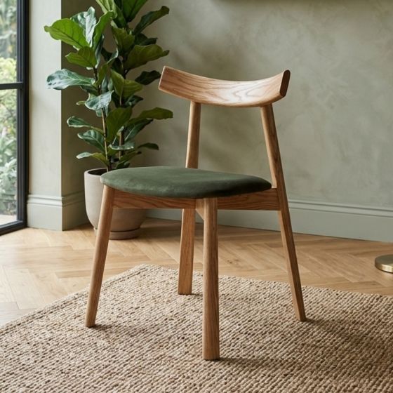 Acre & Artisan Japandi Green Velvet Dining Chair