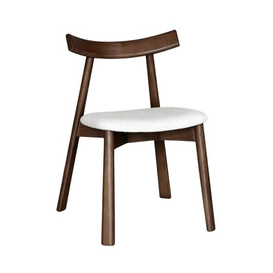 Acre & Artisan Japandi Cream Boucle Dark Leg Dining Chair
