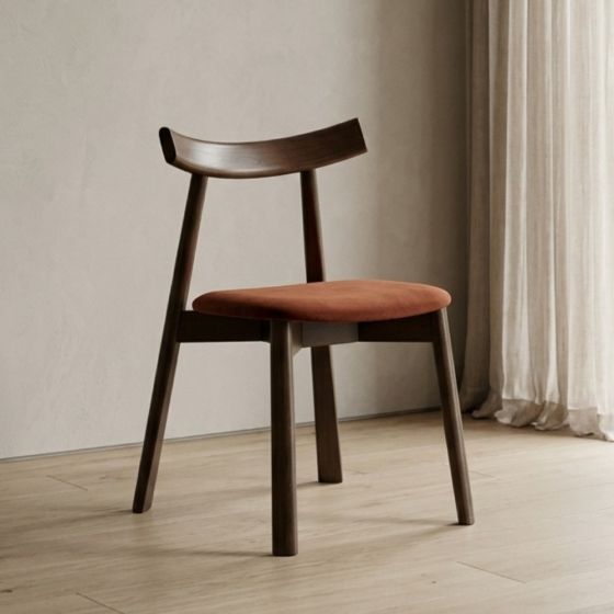 Acre & Artisan Japandi Rust Orange Dark Leg Dining Chair
