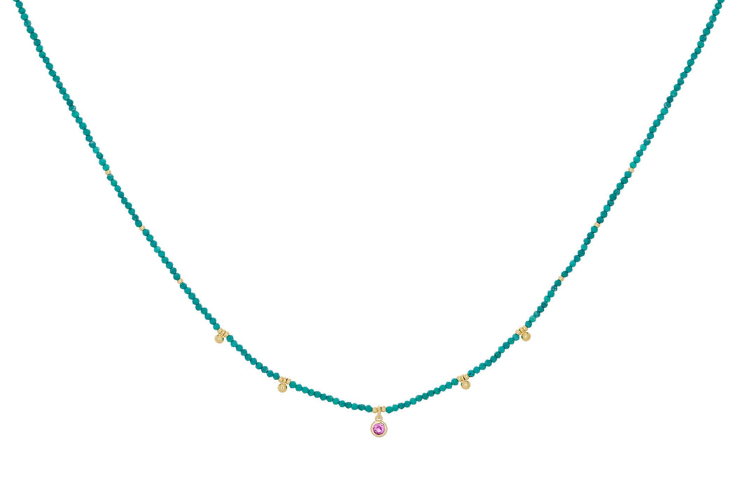 Jasmine Turquoise Howlite and Pink Crystal Necklace