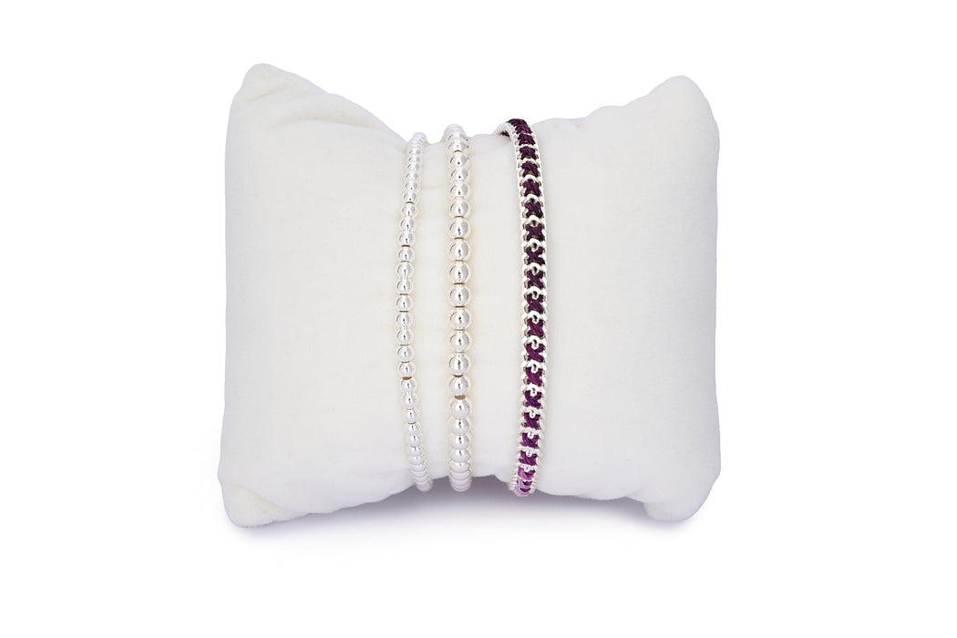Jeju Purple & Silver Bracelet Stack | Ombre & Silver Beaded Bracelets