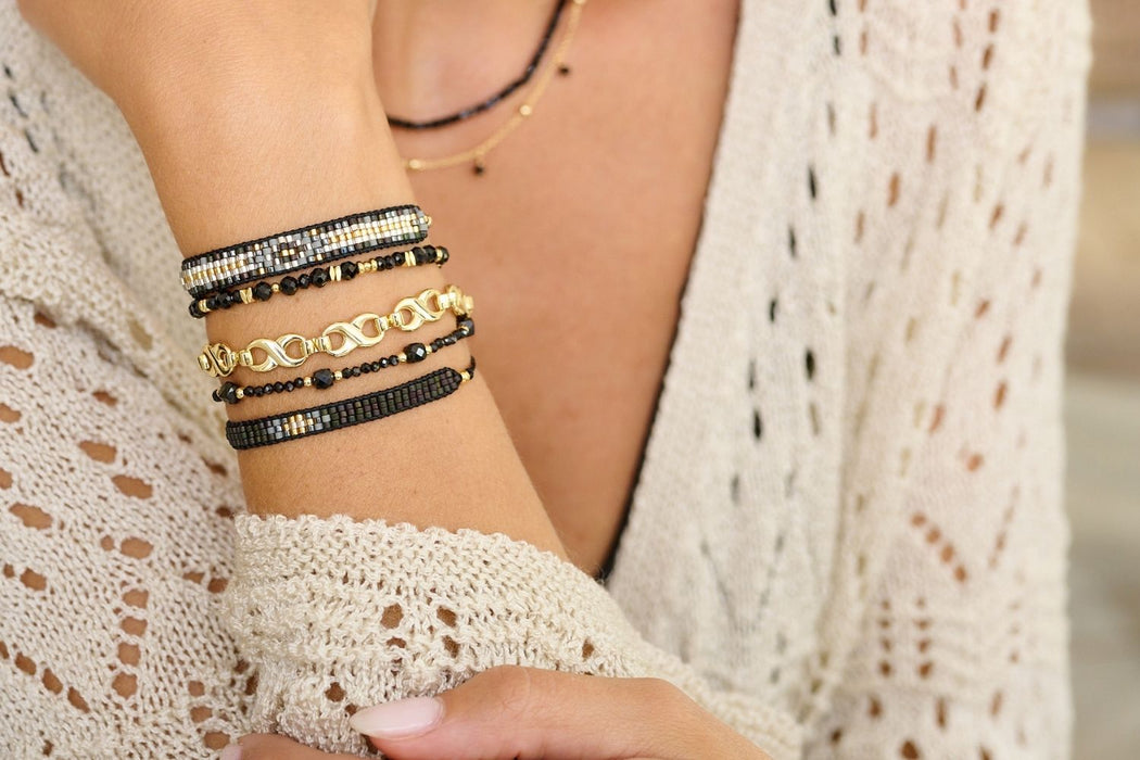 Jump Black Beaded Friendship Bracelet