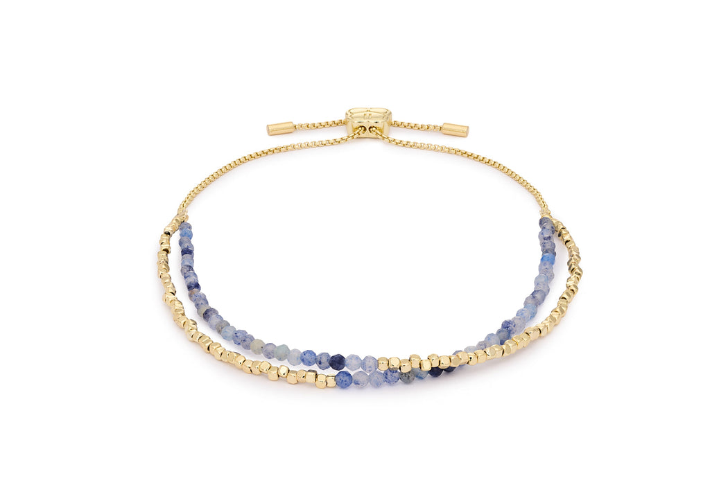 Juniper Blue Aventurine & Gold Multi-Strand Bracelet