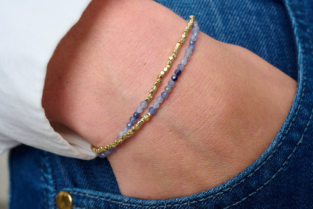 Juniper Blue Aventurine & Gold Multi-Strand Bracelet