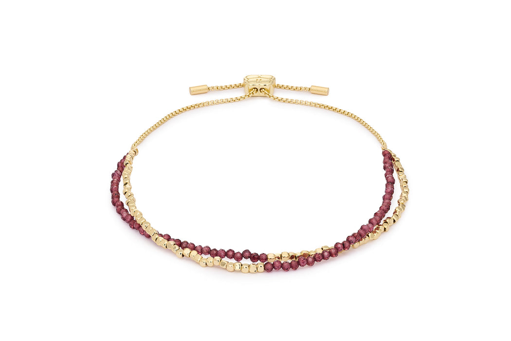 Juniper Garnet & Gold Double Strand Bracelet
