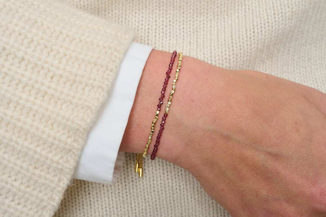 Juniper Garnet & Gold Double Strand Bracelet