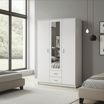 Amos Mann White 3 Door Wardrobe