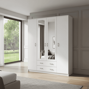 Amos Mann White 4 Door Wardrobe