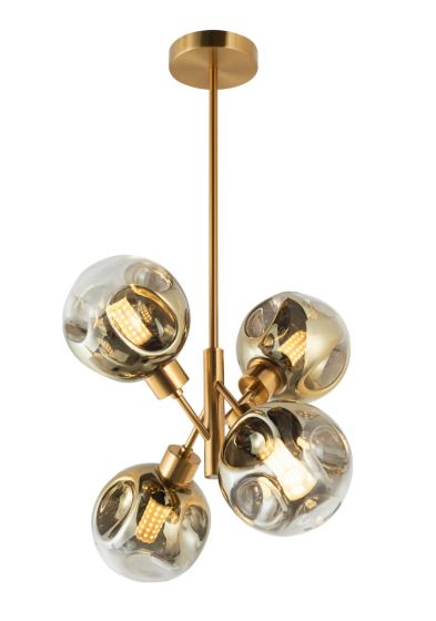 Acre & Artisan Brass And Gold Glass 4 Shade Ceiling Pendant