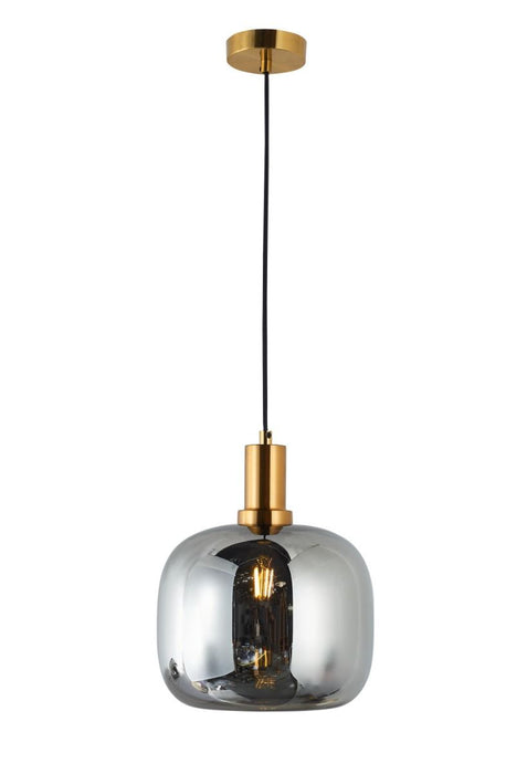 Curved Smoke Glass Single Ceiling Pendant - In Stock