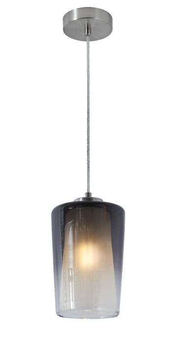 Smoke Frosted Glass and Nickel Single Ceiling Pendant - In Stock