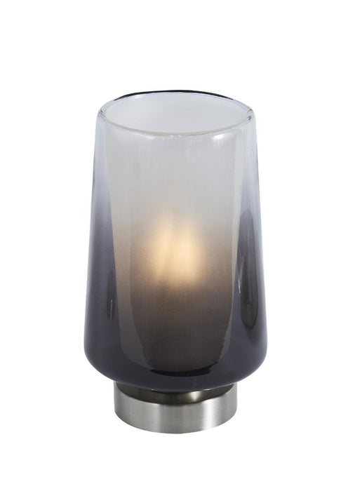 Smoke Frosted Glass and Nickel Table Lamp - In Stock