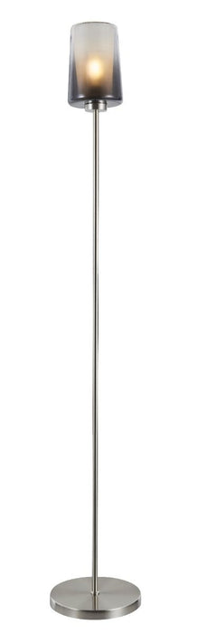 Smoke Frosted Glass and Nickel Floor Lamp - In Stock