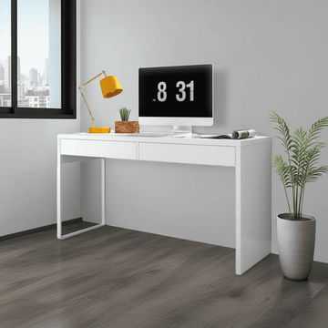 Amos Mann Artic White Desk With Drawers
