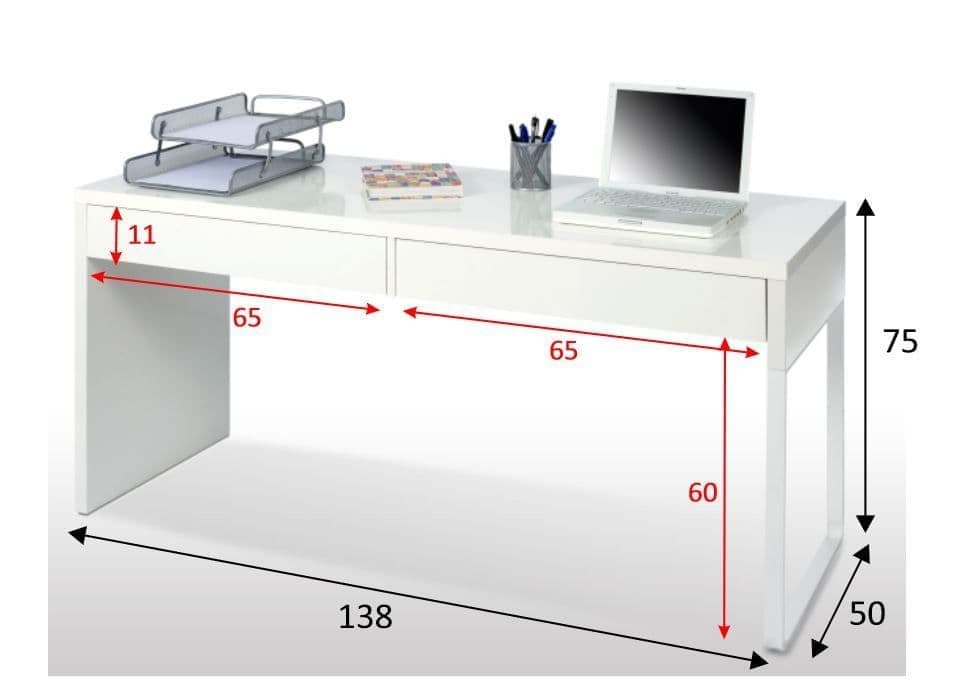 Artic White Desk With Drawers