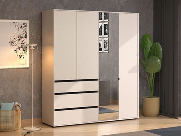 Amos Mann Cashmere 4 Door 3 Drawer Mirrored Wardrobe