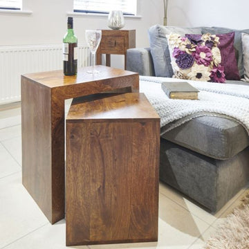 Acre & Artisan Premium Mango Wood Cube Nest
