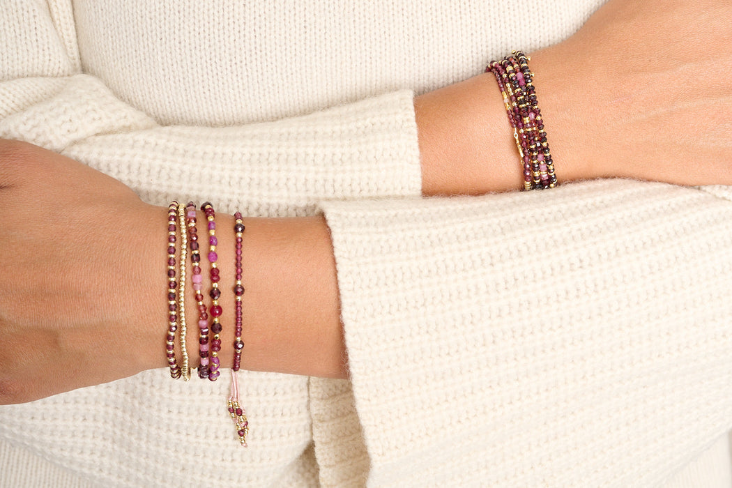 Laria Gold & Garnet Gemstone Bead Bracelet