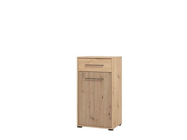 Slatted Artisan Oak Effect Low Narrow Hallway Sideboard