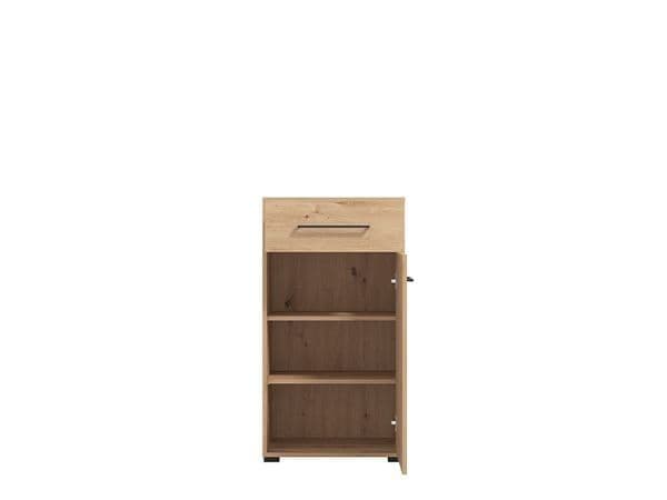 Slatted Artisan Oak Effect Low Narrow Hallway Sideboard