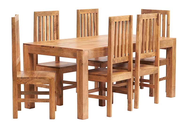 Toko Light Mango 6 FT Dining Set With Wooden Chairs