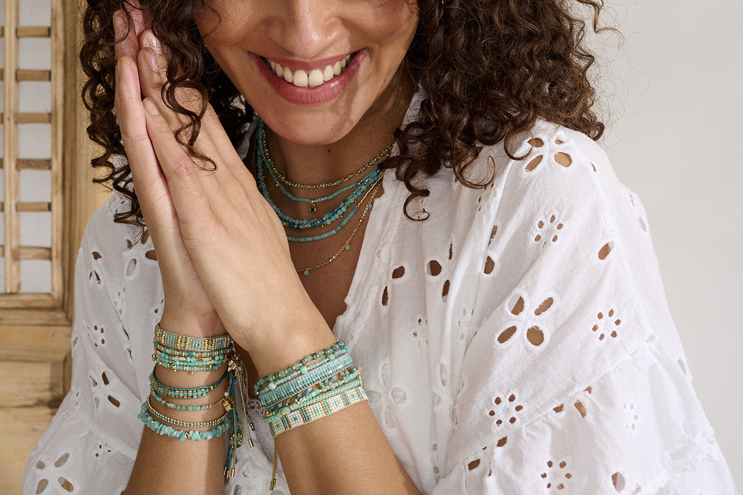 Leilie Green Aventurine & Gold Beaded Friendship Bracelet