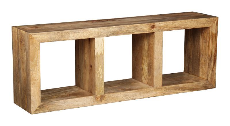 Light Mango Wood 50cm Triple Bookshelf - In Stock