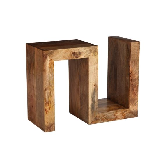 Acre & Artisan Light Solid Wood S Shaped Side Table 564