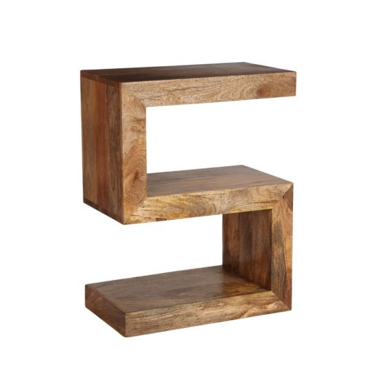 Acre & Artisan Light Solid Wood S Shaped Side Table 564