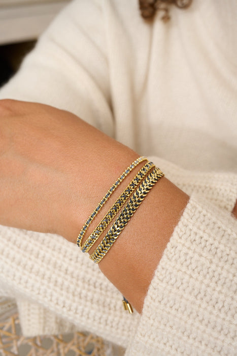 Lilia Charcoal & Gold Woven Bracelet