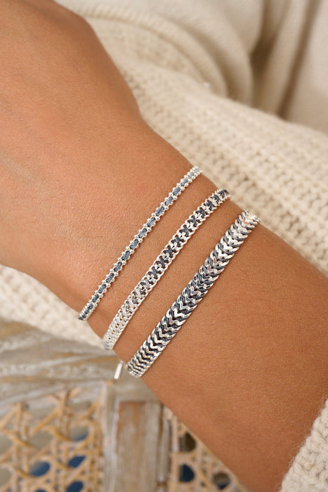 Lilia Charcoal & Silver Woven Bracelet