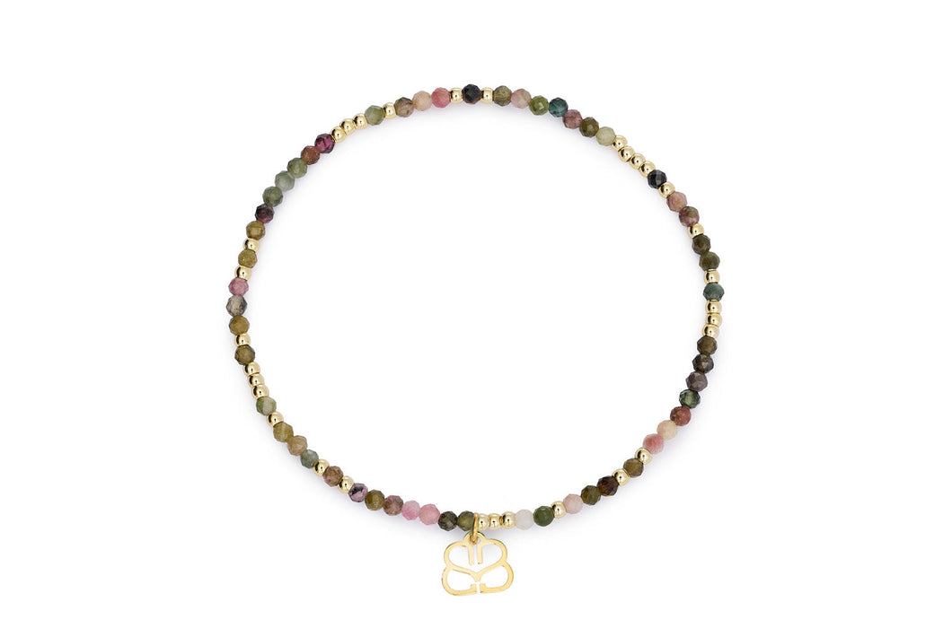 Lilias Gold & Tourmaline Stretch Bead Bracelet