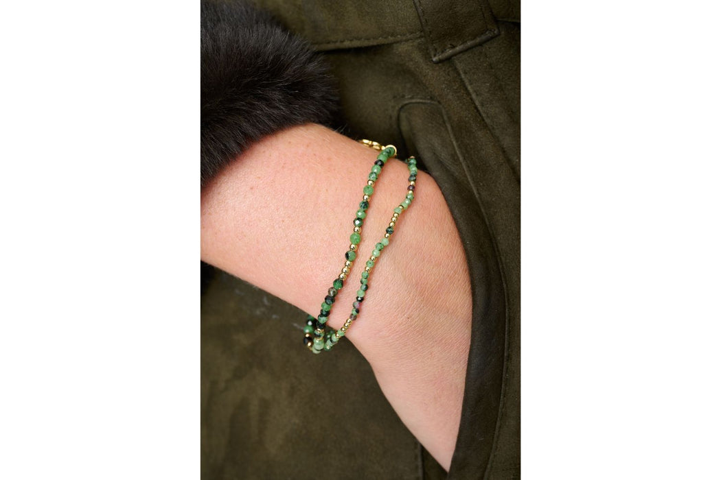 Lilias Gold & Ruby Zoisite Gemstone Bead Bracelet