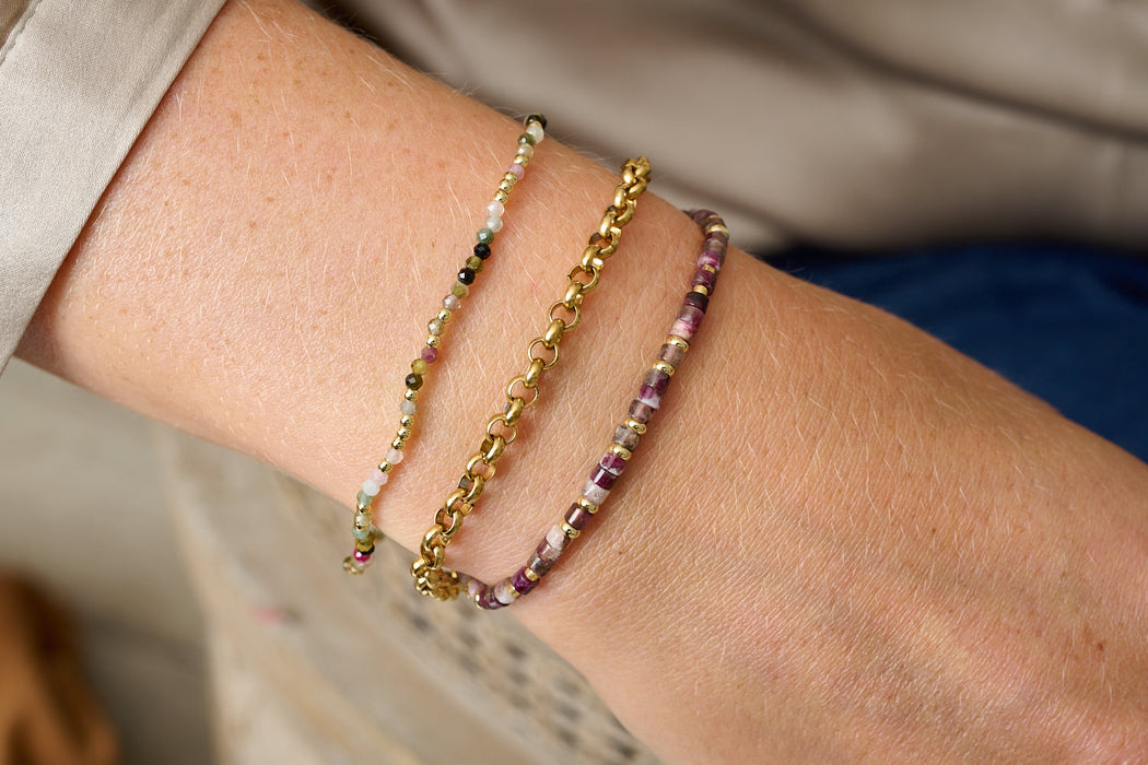 Lilias Gold & Tourmaline Stretch Bead Bracelet