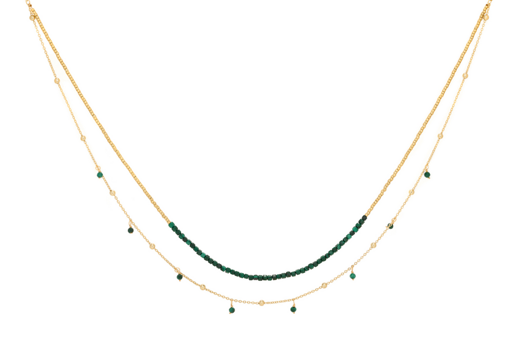 Lily Gold & Malachite Gemstone Layer Necklace