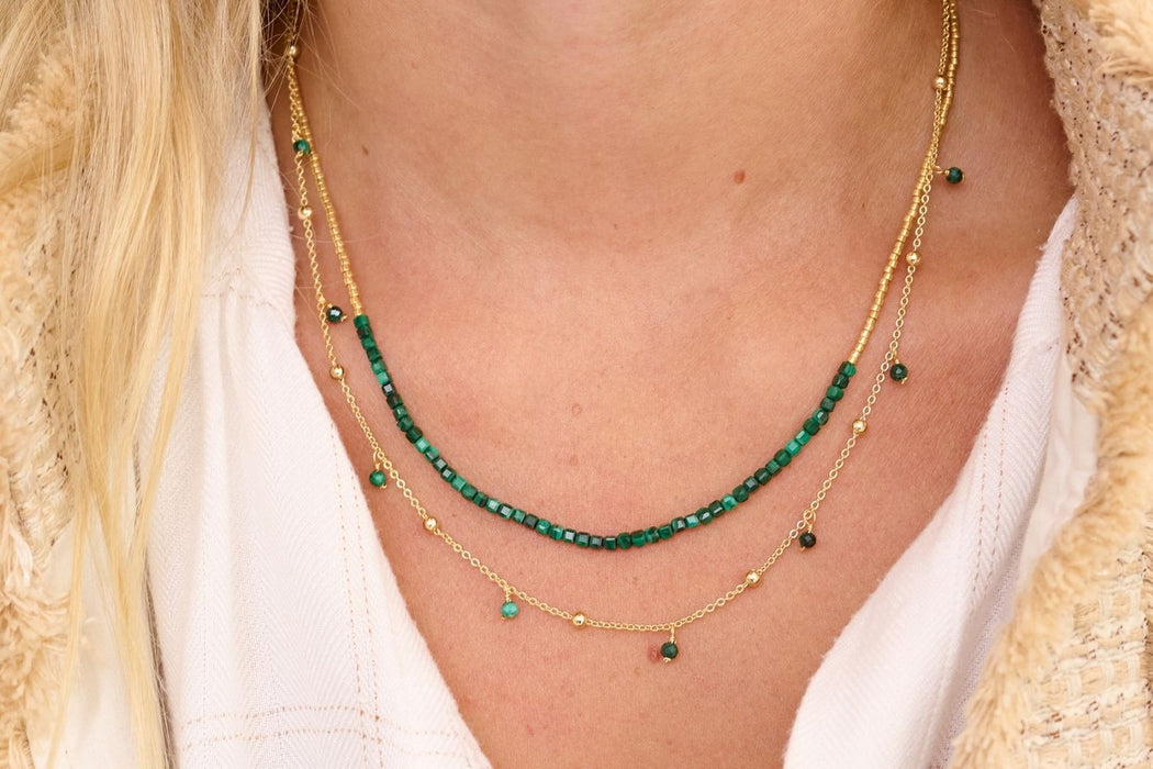 Lily Gold & Malachite Gemstone Layer Necklace