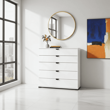 Amos Mann Arctic White Wide 6 Drawer Chest
