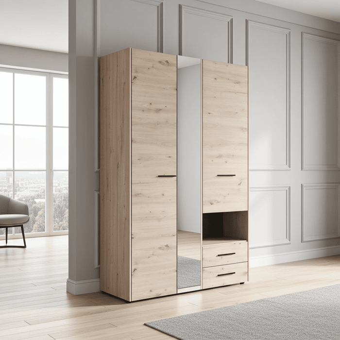 Grey Oak 3-Door Wardrobe