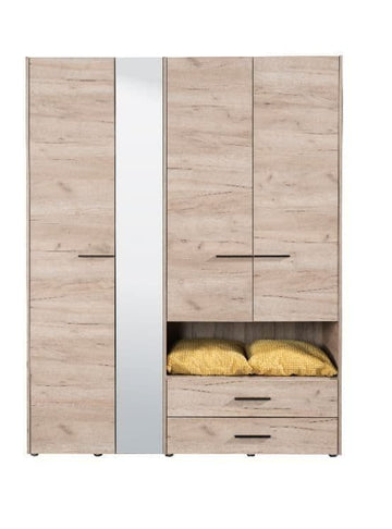 Amos Mann Grey Oak 4 Door Wardrobe